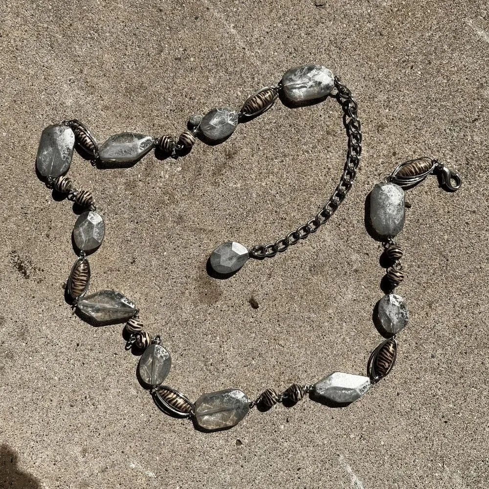 VTG Y2K Beaded Chain Belt Witchy Boho Festival Art Girl Zebra